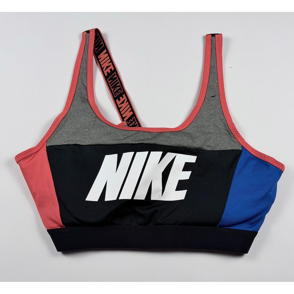Nike Dri-FIT Women's Medium Support Sports Bra Colorblock Criss Cross Strap